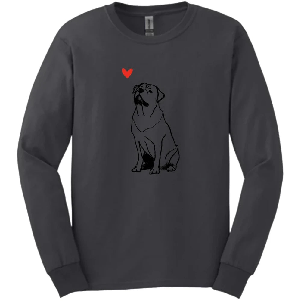 Rottweiler - Sketch Dog Long Sleeve Tee - Dark Heather