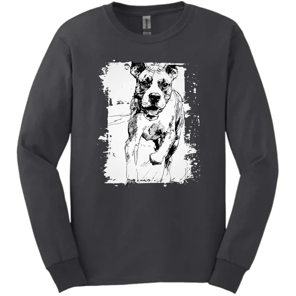 Boxer - Running Dog Long Sleeve Tee - Dark Heather