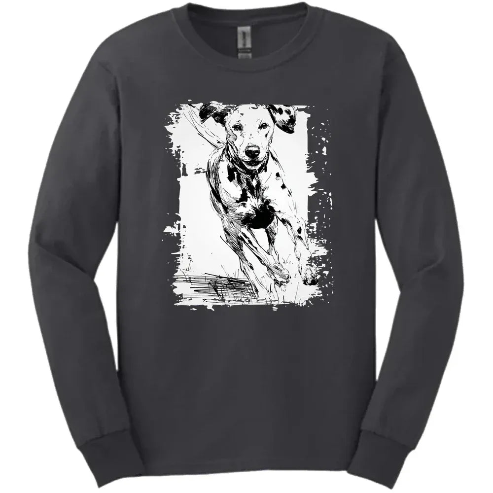 Dalmatian - Running Dog Long Sleeve Tee - Dark Heather