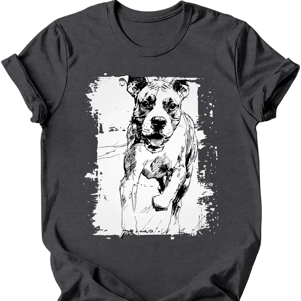 Boxer - Running Dog T-Shirt - Dark Heather