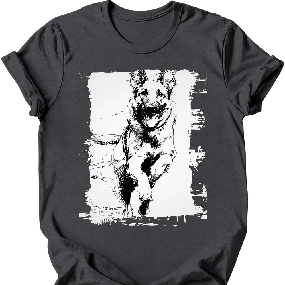 Belgian Malinois - Running Dog T-Shirt - Dark Heather