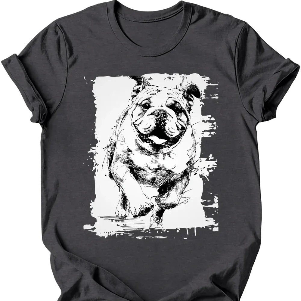Bulldog - Running Dog T-Shirt - Dark Heather