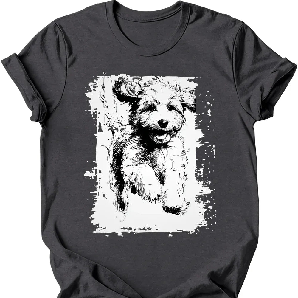 Cavapoo - Running Dog T-Shirt - Dark Heather