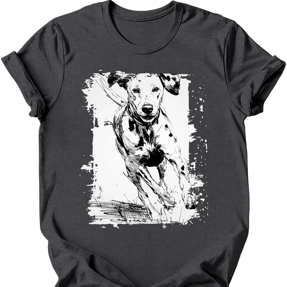 Dalmatian - Running Dog T-Shirt - Dark Heather