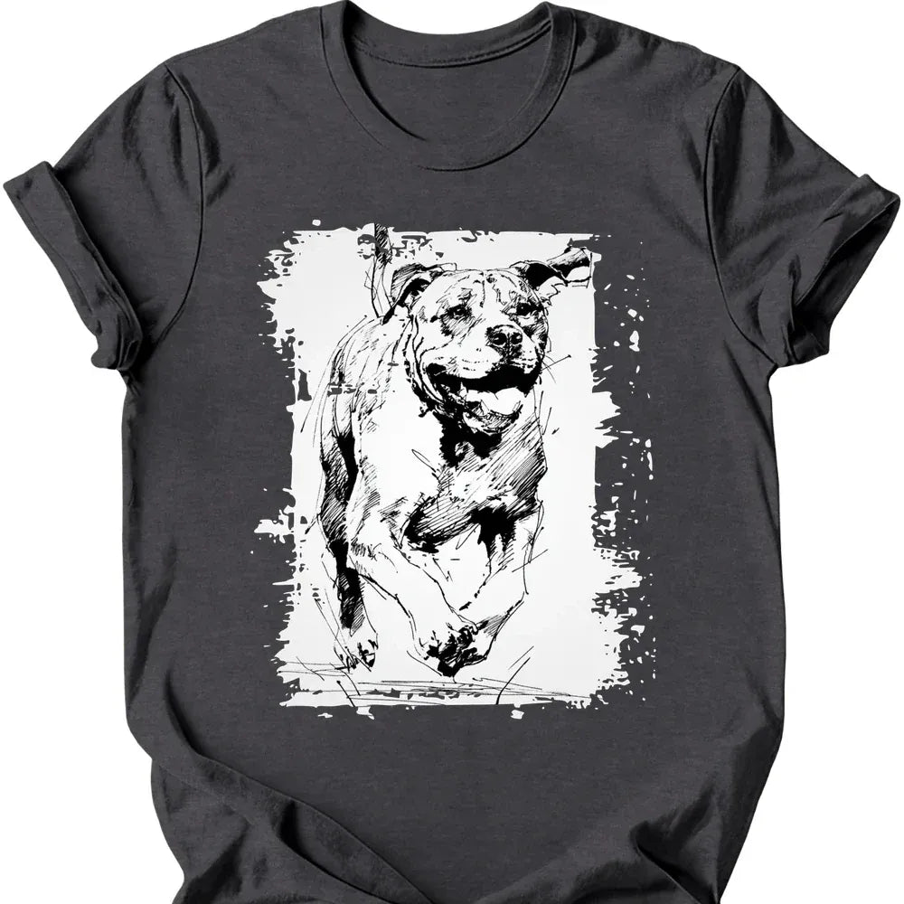 Mastiff - Running Dog T-Shirt - Dark Heather