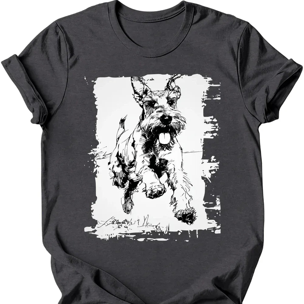 Giant Schnauzer - Running Dog T-Shirt - Dark Heather