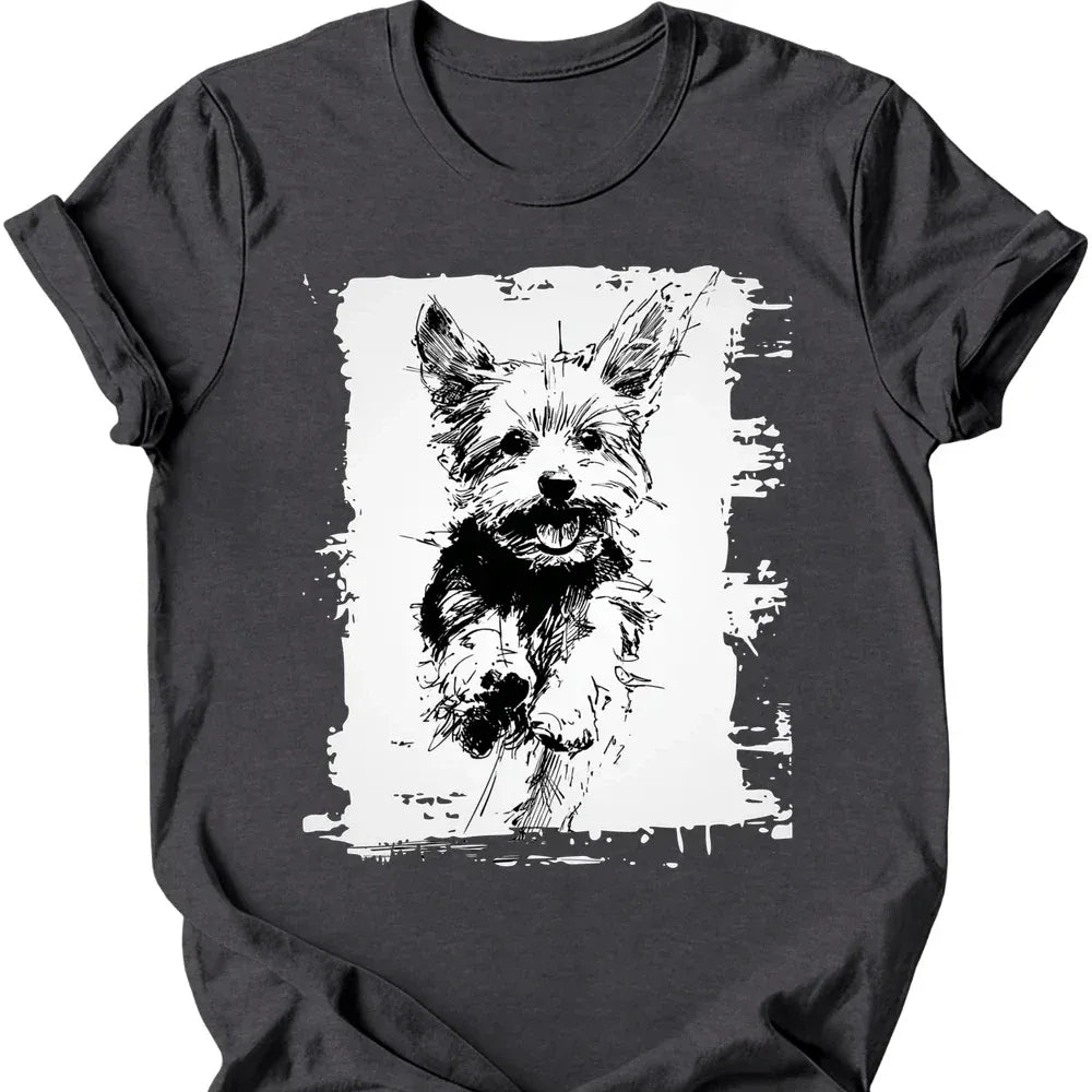 Yorkshire Terrier - Running Dog T-Shirt - Dark Heather