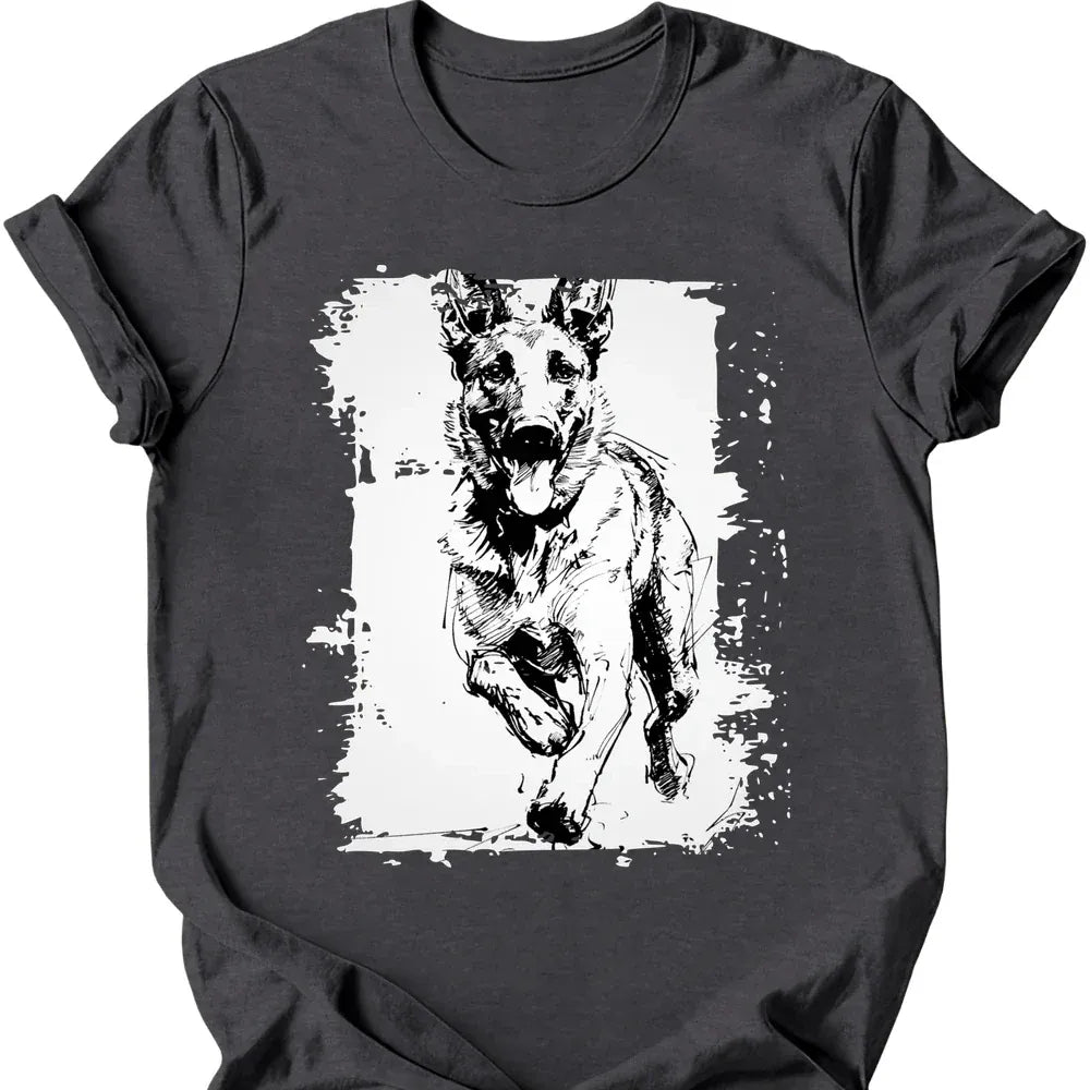 Dutch Shepherd - Running Dog T-Shirt - Dark Heather