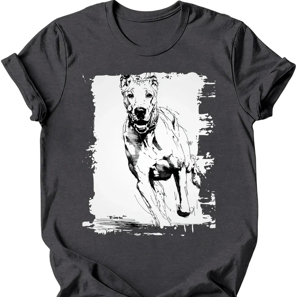 Great Dane - Running Dog T-Shirt - Dark Heather