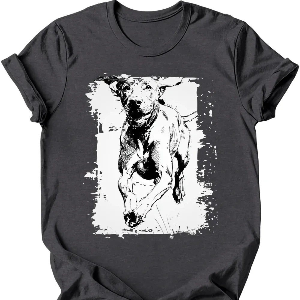 Vizsla - Running Dog T-Shirt - Dark Heather