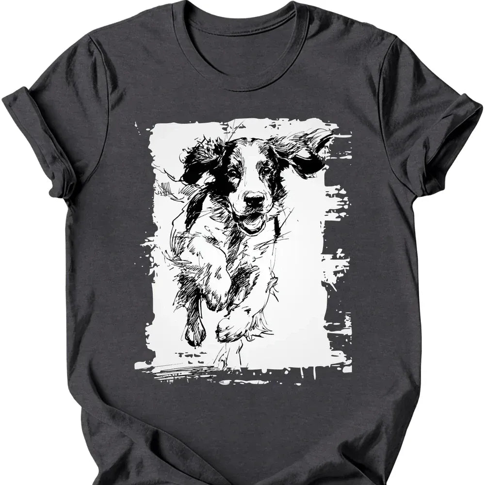 English Springer Spaniel - Running Dog T-Shirt - Dark Heather