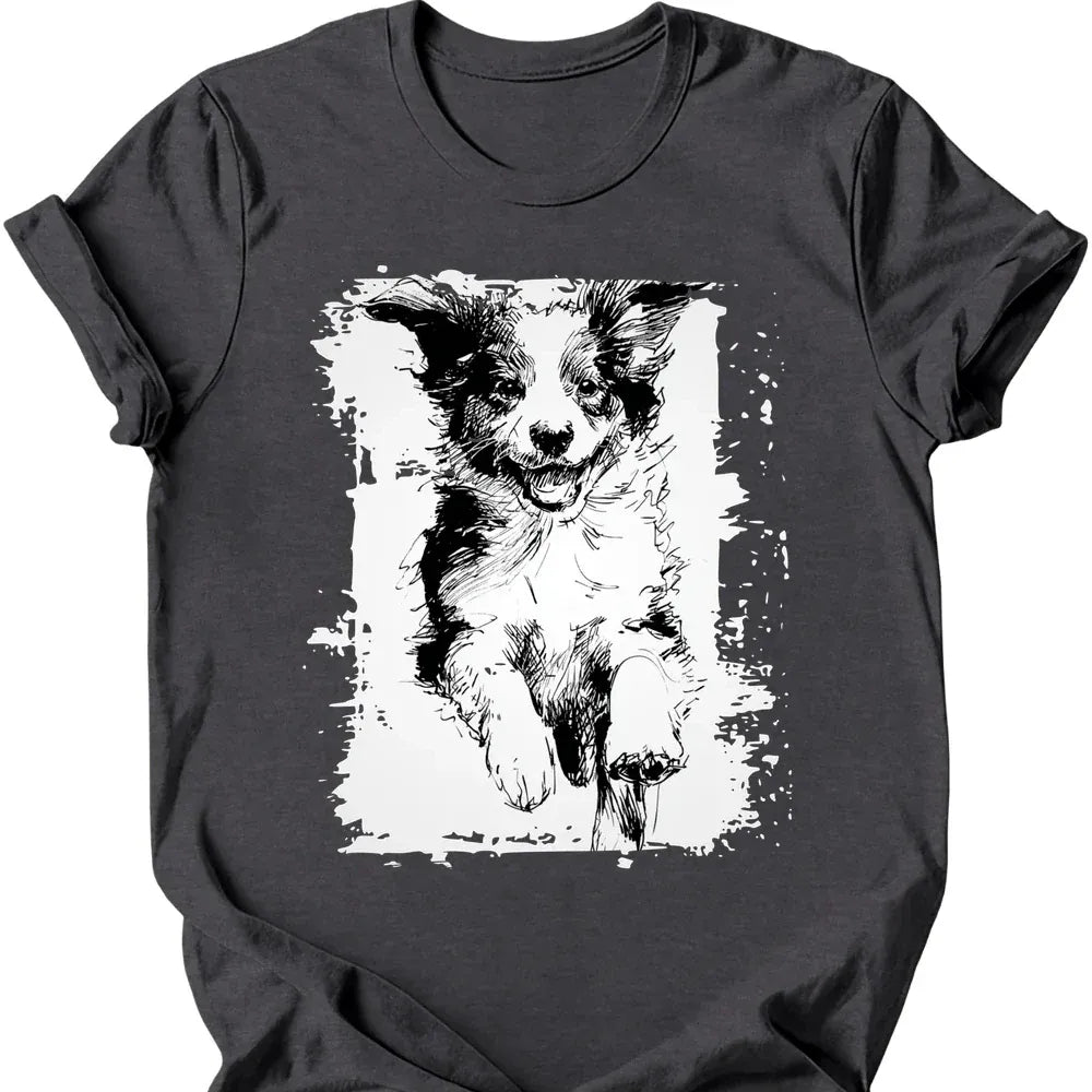Miniature American Shepherd - Running Dog T-Shirt - Dark Heather