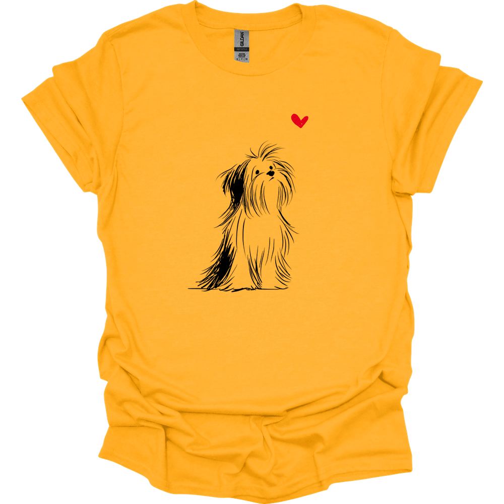Shih Tzu - Sketch Dog T-Shirt - Gold