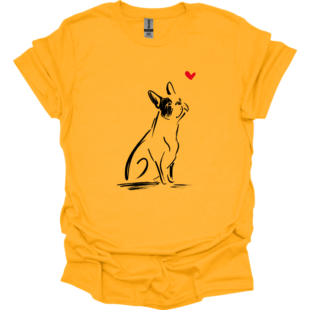 Boston Terrier - Sketch Dog T-Shirt - Gold