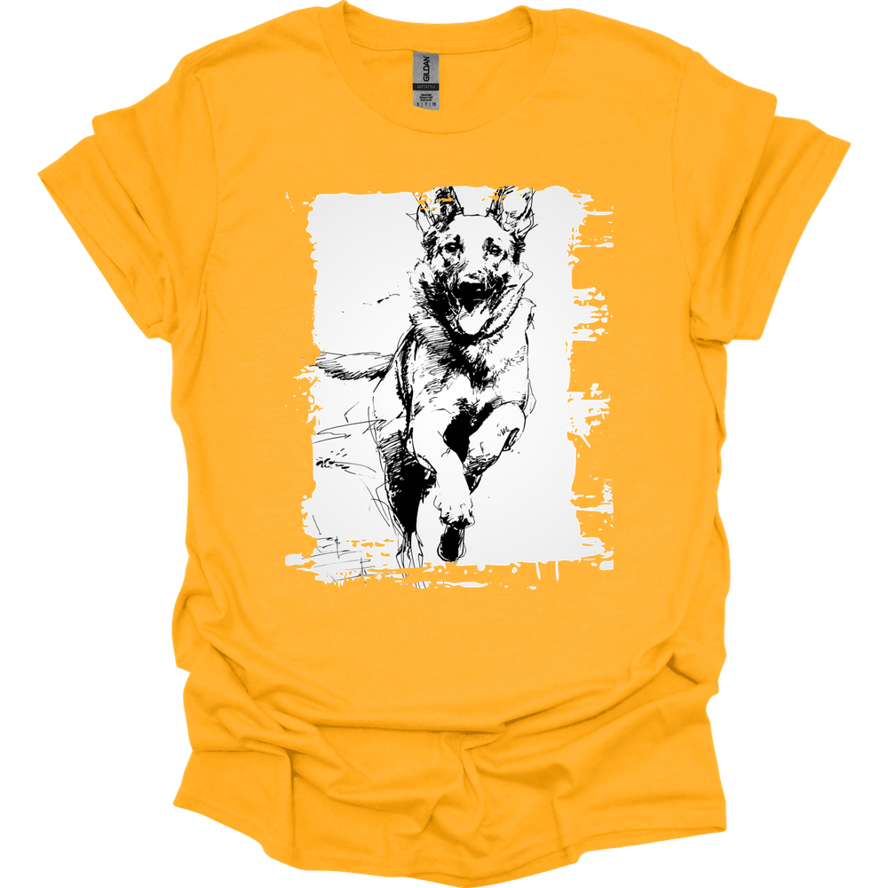 Belgian Malinois - Running Dog T-Shirt - Gold