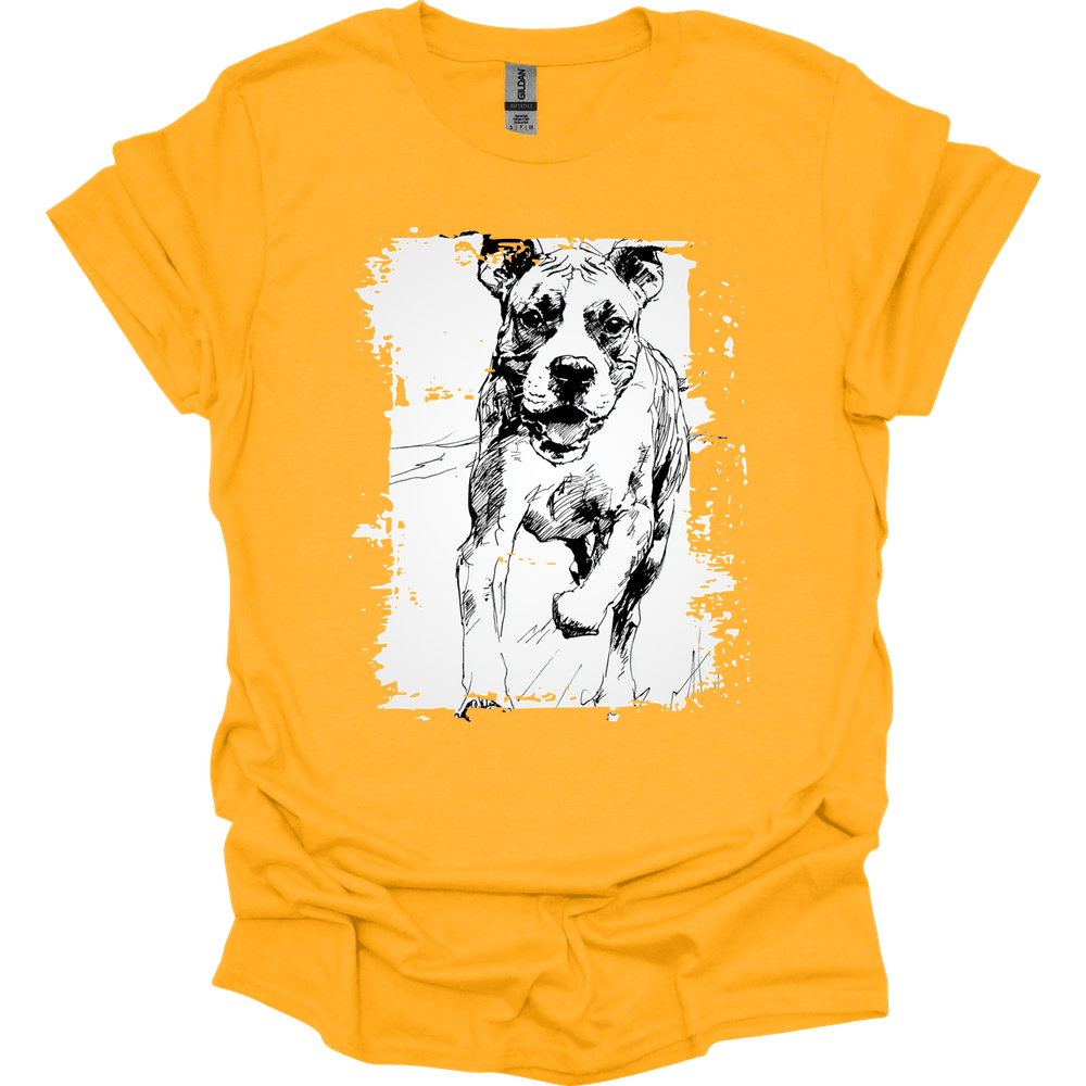Boxer - Running Dog T-Shirt - Gold