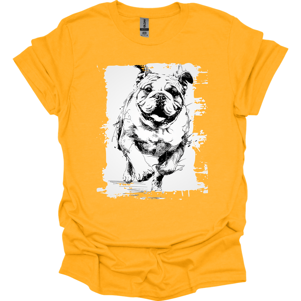 Bulldog - Running Dog T-Shirt - Gold
