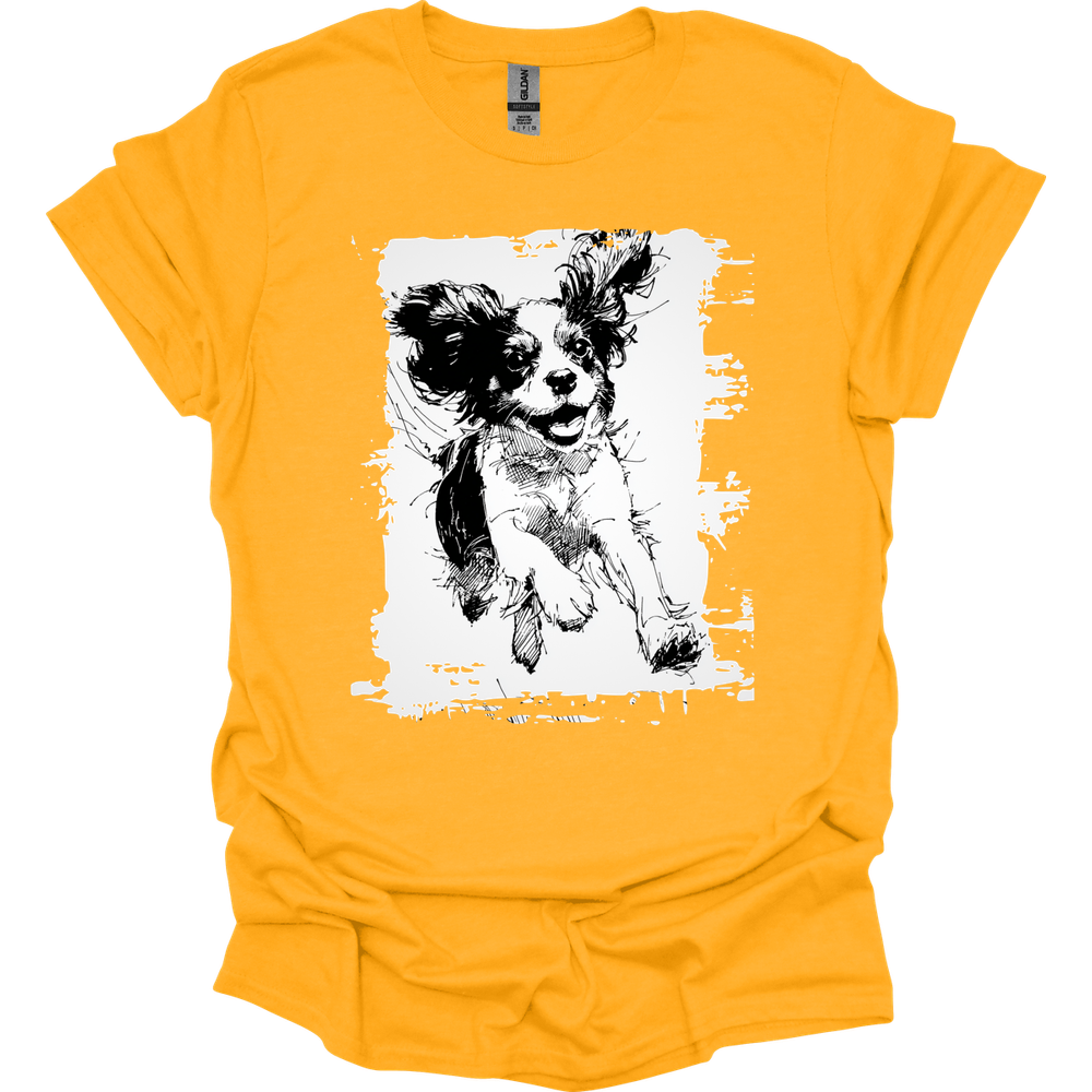 Cavalier King Charles Spaniel - Running Dog T-Shirt - Gold