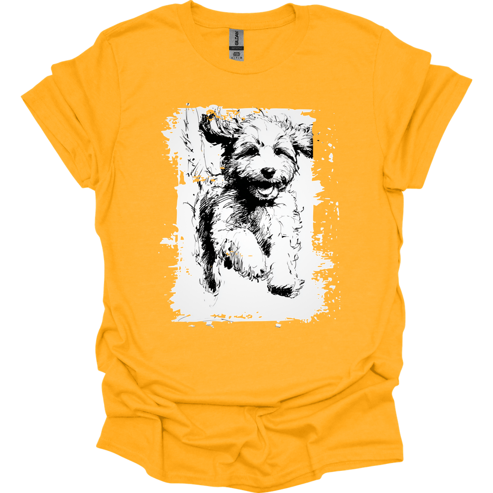 Cavapoo - Running Dog T-Shirt - Gold