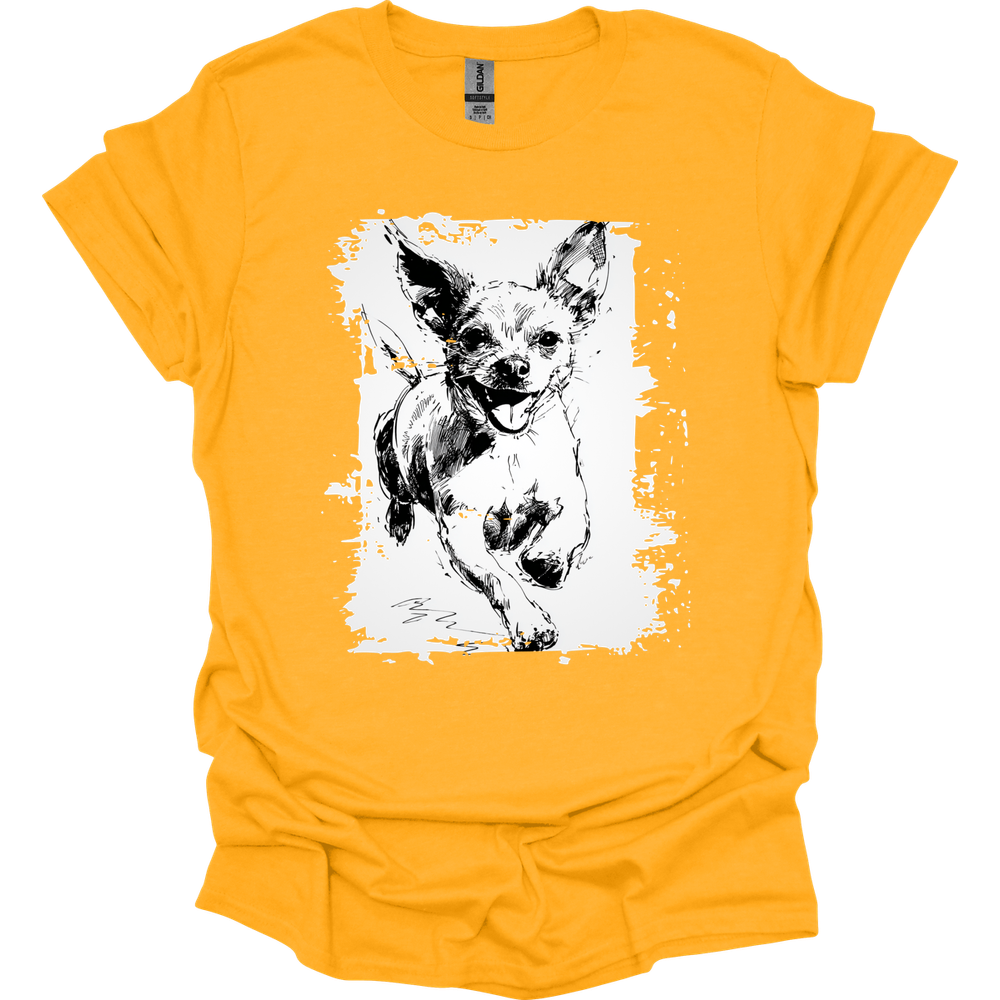 Chihuahua - Running Dog T-Shirt - Gold