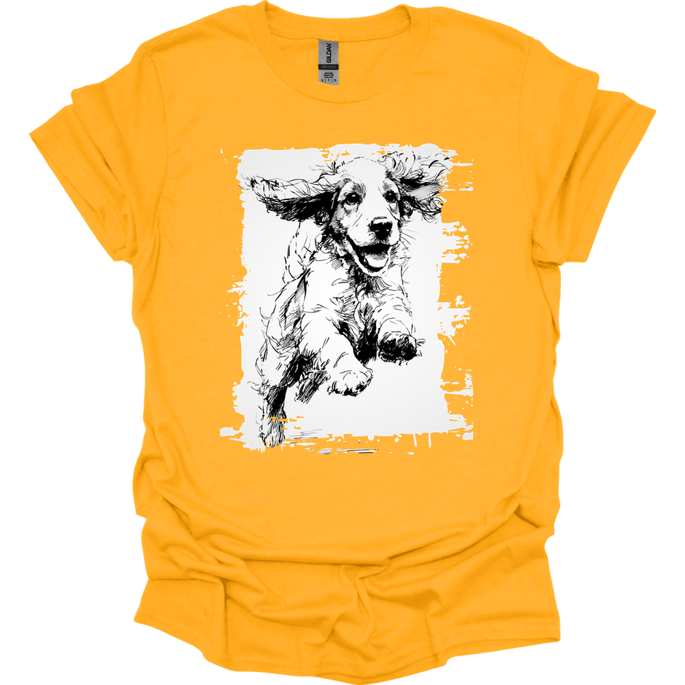 Cocker Spaniel - Running Dog T-Shirt - Gold