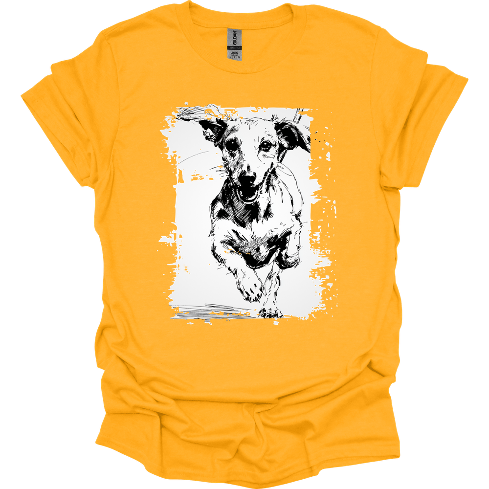 Dachshund - Running Dog T-Shirt - Gold