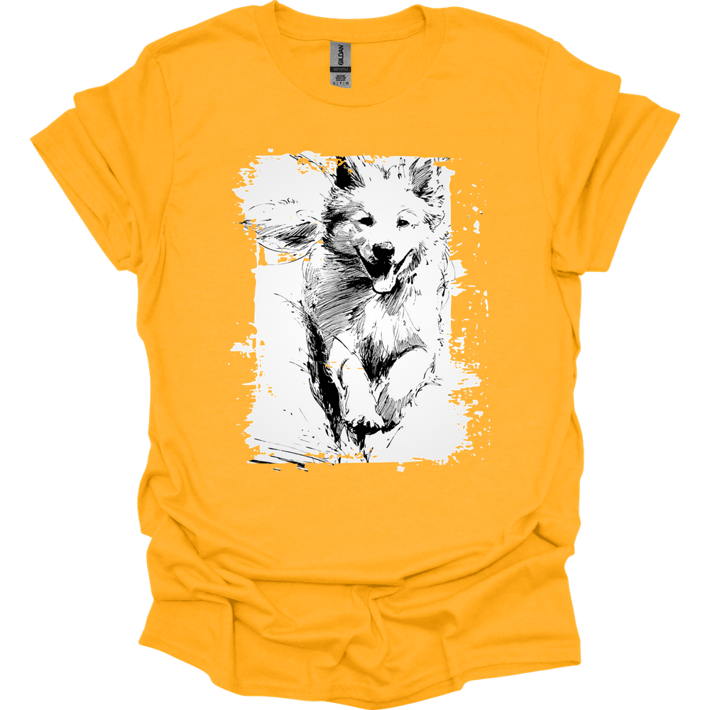 Samoyed - Running Dog T-Shirt - Gold