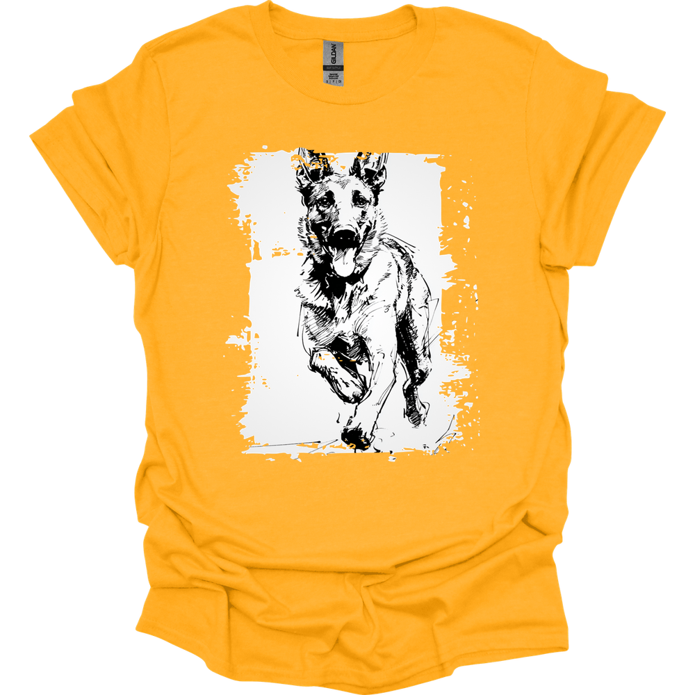 Dutch Shepherd - Running Dog T-Shirt - Gold