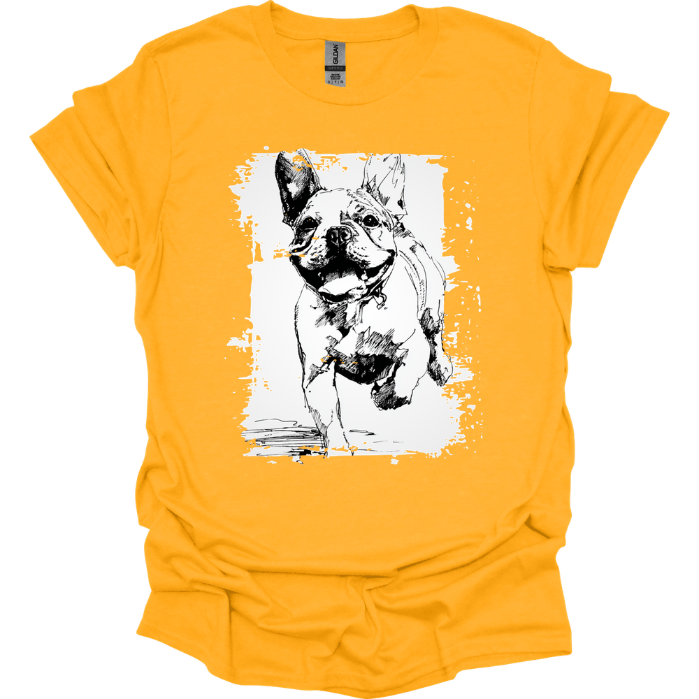 French Bulldog - Running Dog T-Shirt - Gold