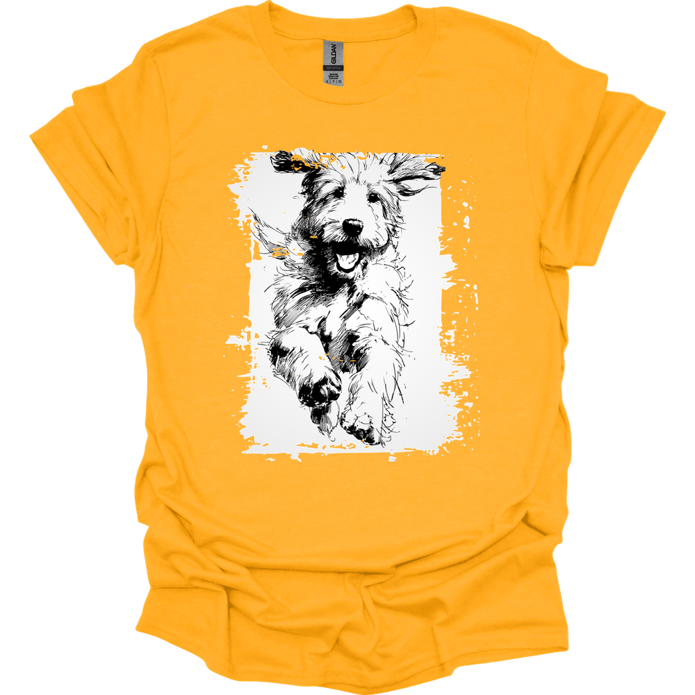 Golden Doodle - Running Dog T-Shirt - Gold