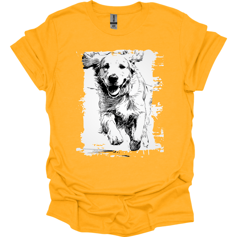 Golden Retriever - Running Dog T-Shirt - Gold
