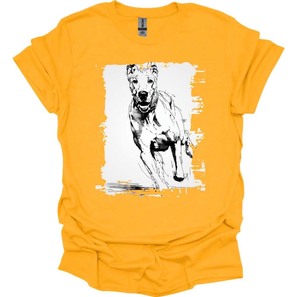 Great Dane - Running Dog T-Shirt - Gold