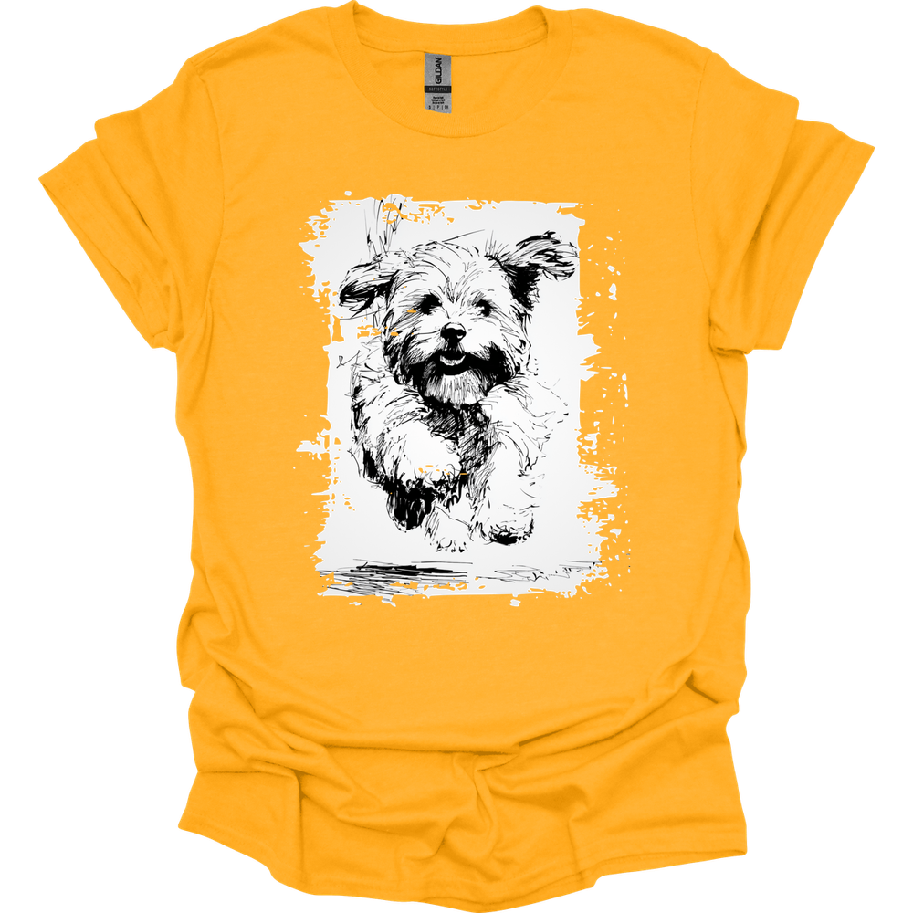 Havanese - Running Dog T-Shirt - Gold