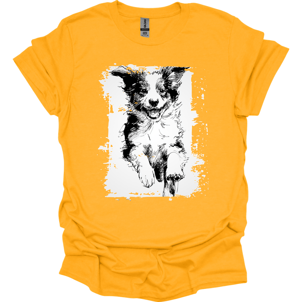 Miniature American Shepherd - Running Dog T-Shirt - Gold