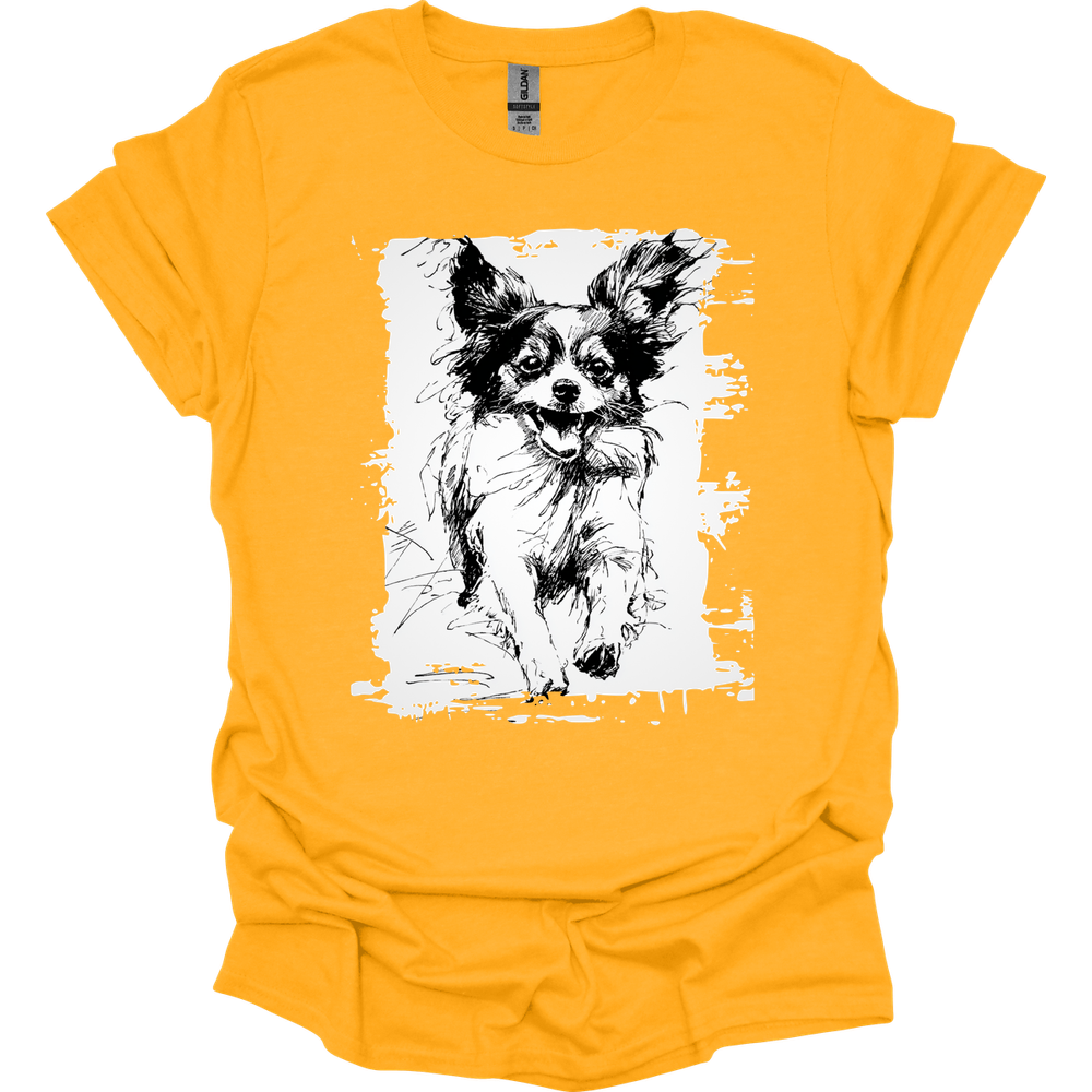 Papillon - Running Dog T-Shirt - Gold
