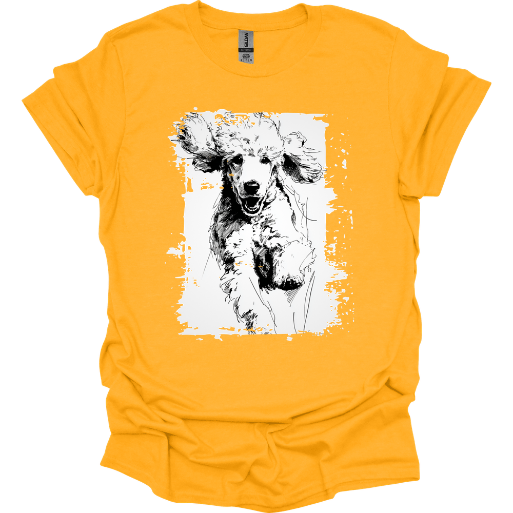 Poodle - Running Dog T-Shirt - Gold