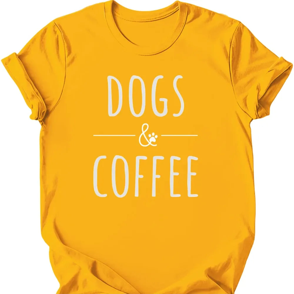 Dogs And Coffee T-Shirt - Gold