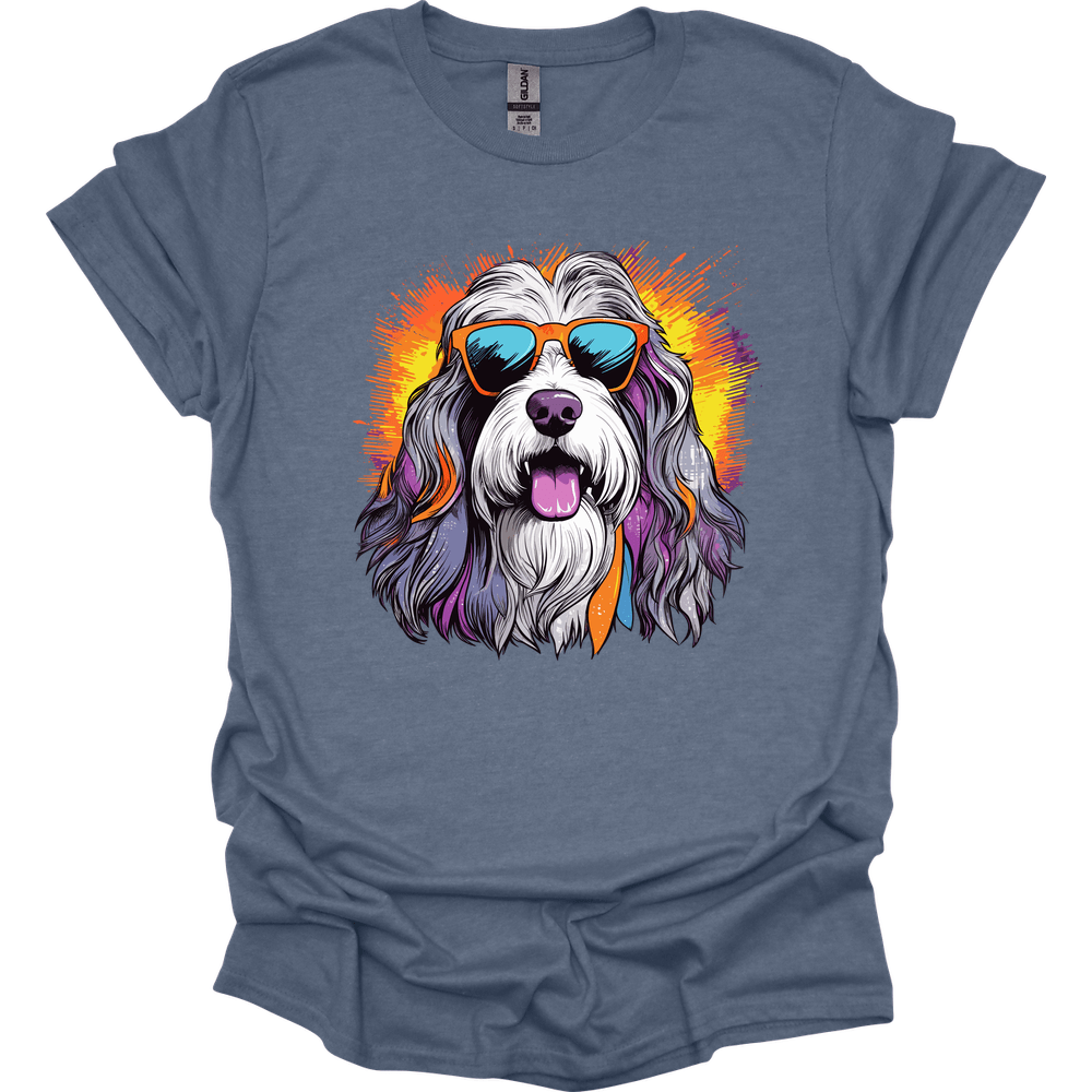 Bearded Collie - Top Dog T-Shirt - Heather Indigo