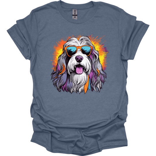 Bearded Collie - Top Dog T-Shirt - Heather Indigo