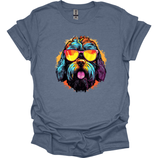 Black Russian Terrier - Top Dog T-Shirt - Heather Indigo