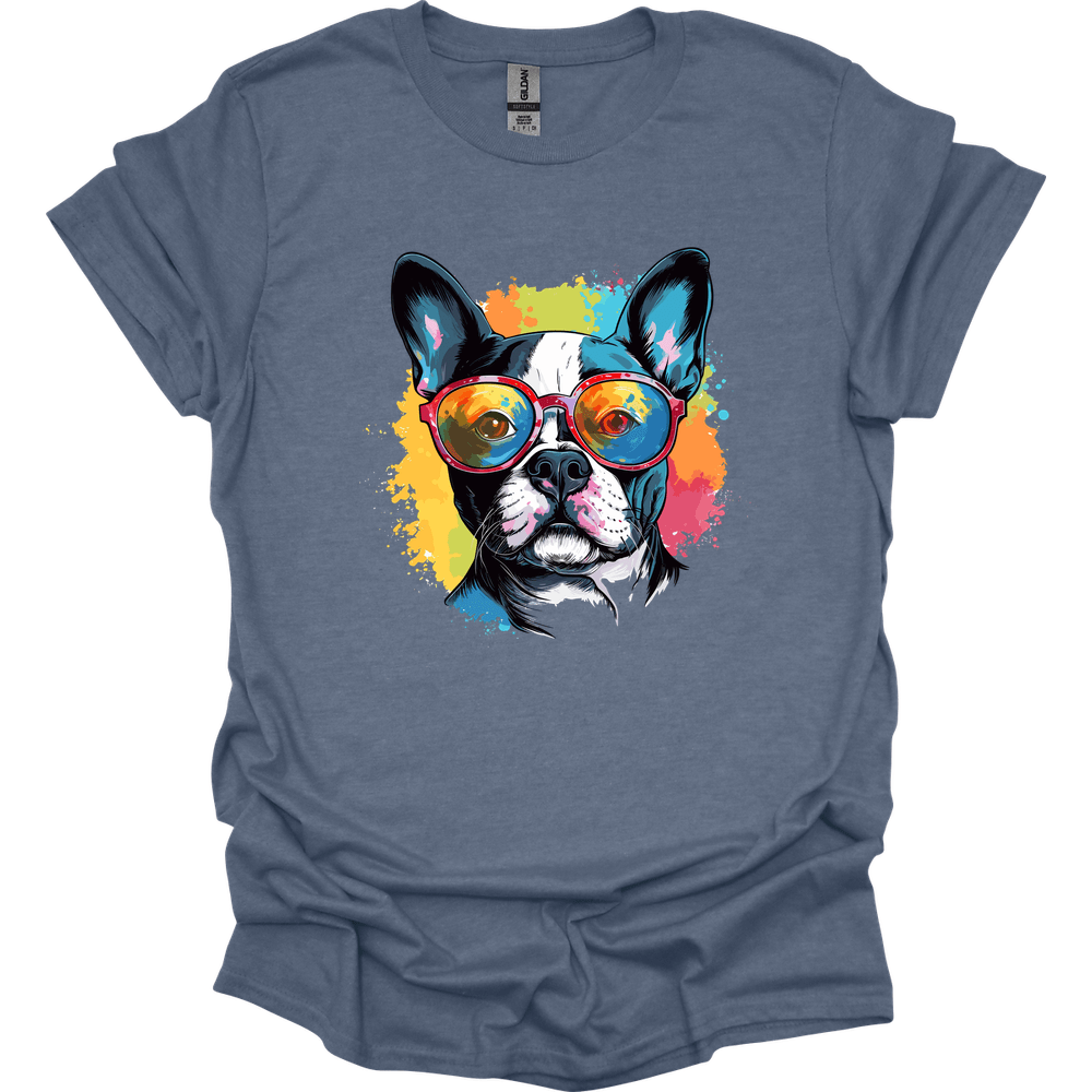 Boston Terrier - Top Dog T-Shirt - Heather Indigo
