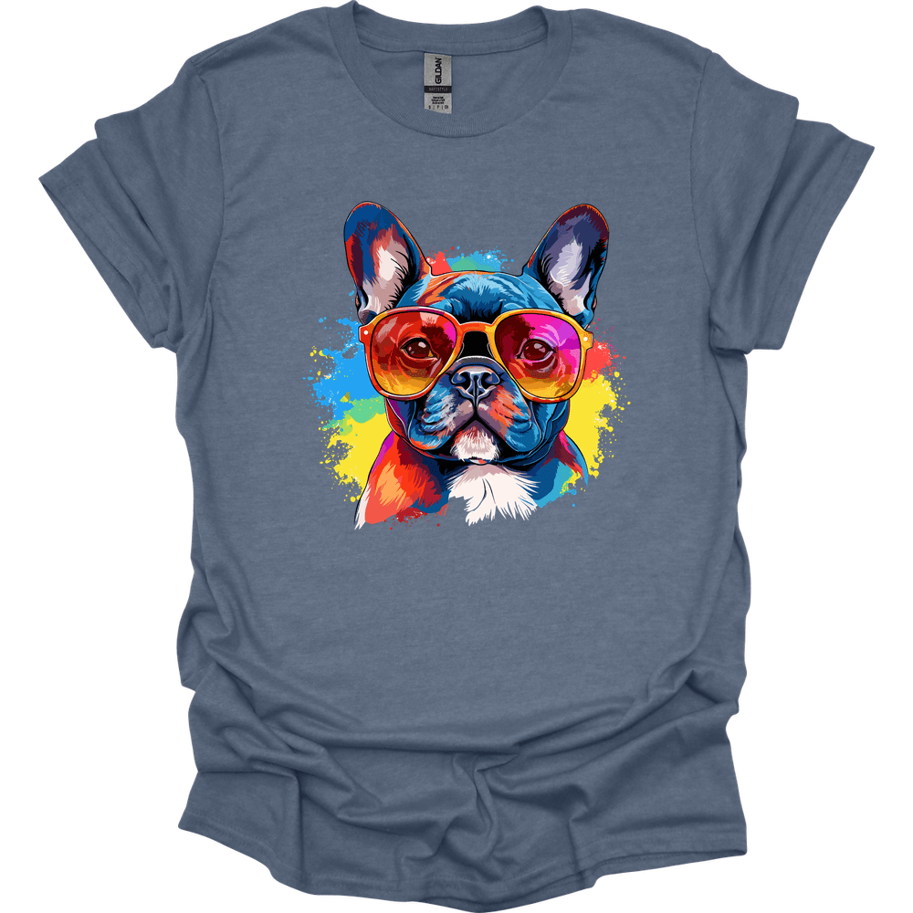French Bulldog - Top Dog T-Shirt - Heather Indigo