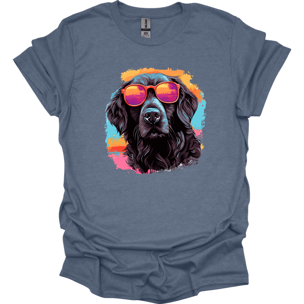 Flat Coated Retriever - Top Dog T-Shirt - Heather Indigo