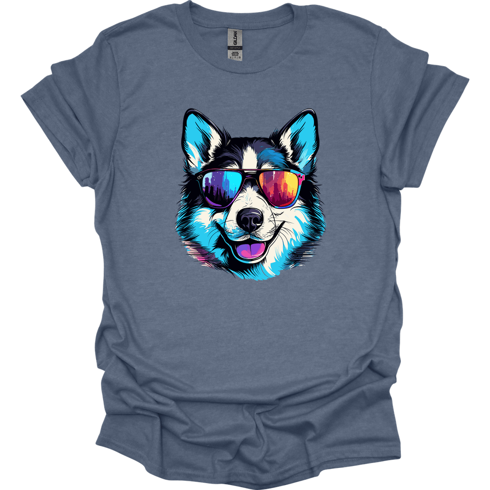 Siberian_Husky - Top Dog T-Shirt - Heather Indigo