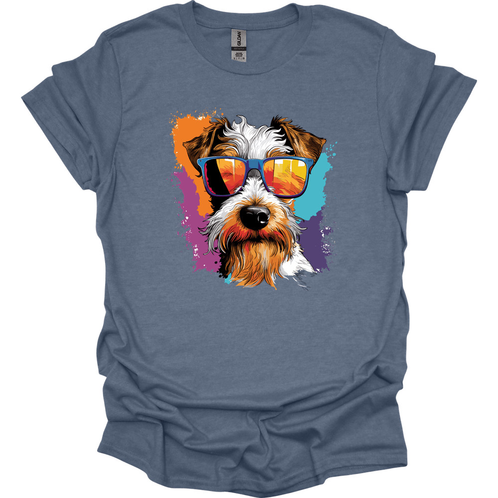 Wire Fox Terrier - Top Dog T-Shirt - Heather Indigo