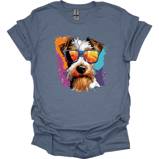 Wire Fox Terrier - Top Dog T-Shirt - Heather Indigo