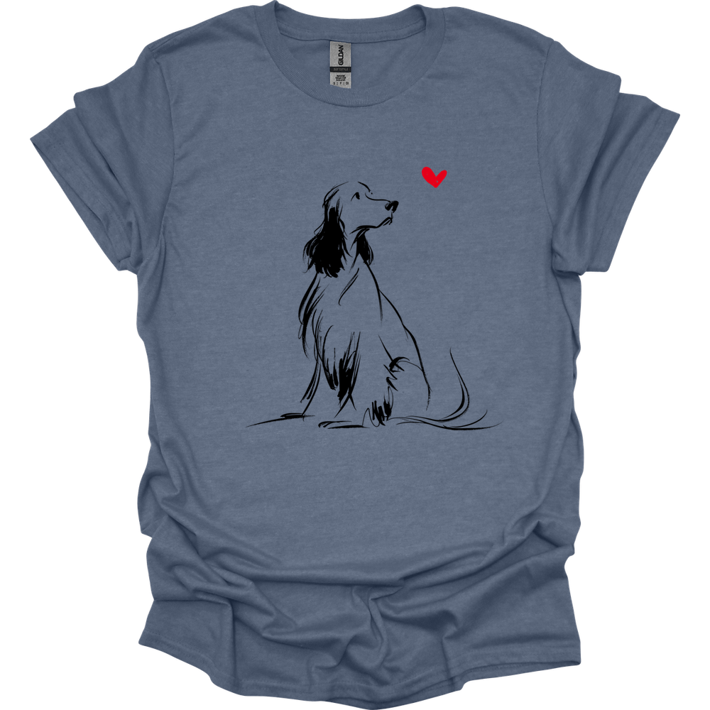 English Springer Spaniel - Sketch Dog T-Shirt - Heather Indigo