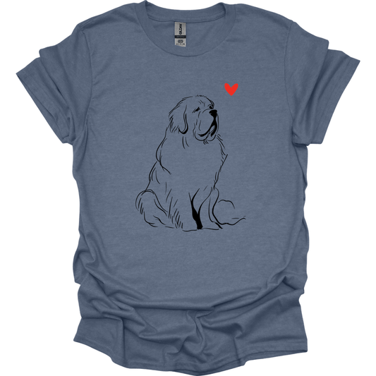 Newfoundland - Sketch Dog T-Shirt - Heather Indigo