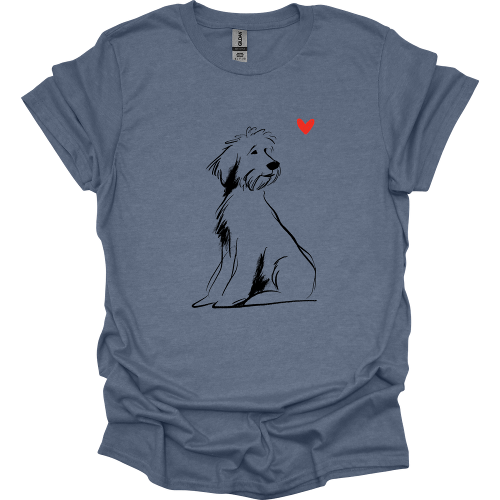 Portuguese Water Dog - Sketch Dog T-Shirt - Heather Indigo