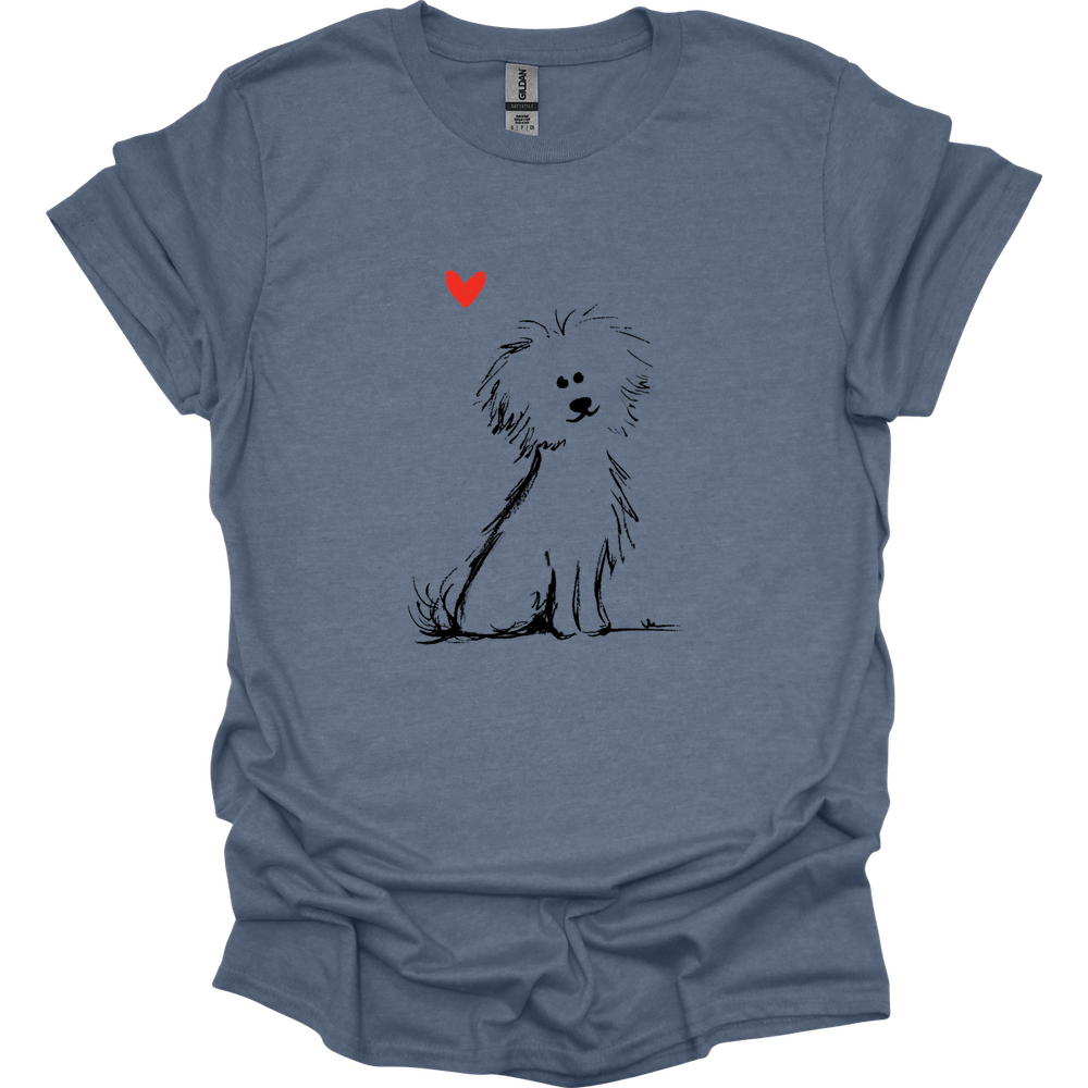 Bichon Frise - Sketch Dog T-Shirt - Heather Indigo